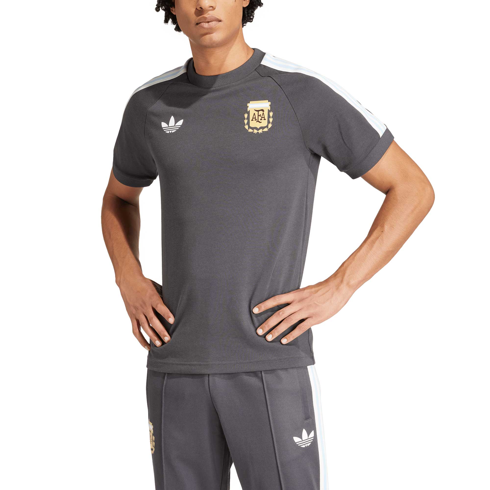 Explore argentina national team adidas originals raglan three-stripe t-shirt – charcoal – Germany Football Jerseys & T-Shirts Collection