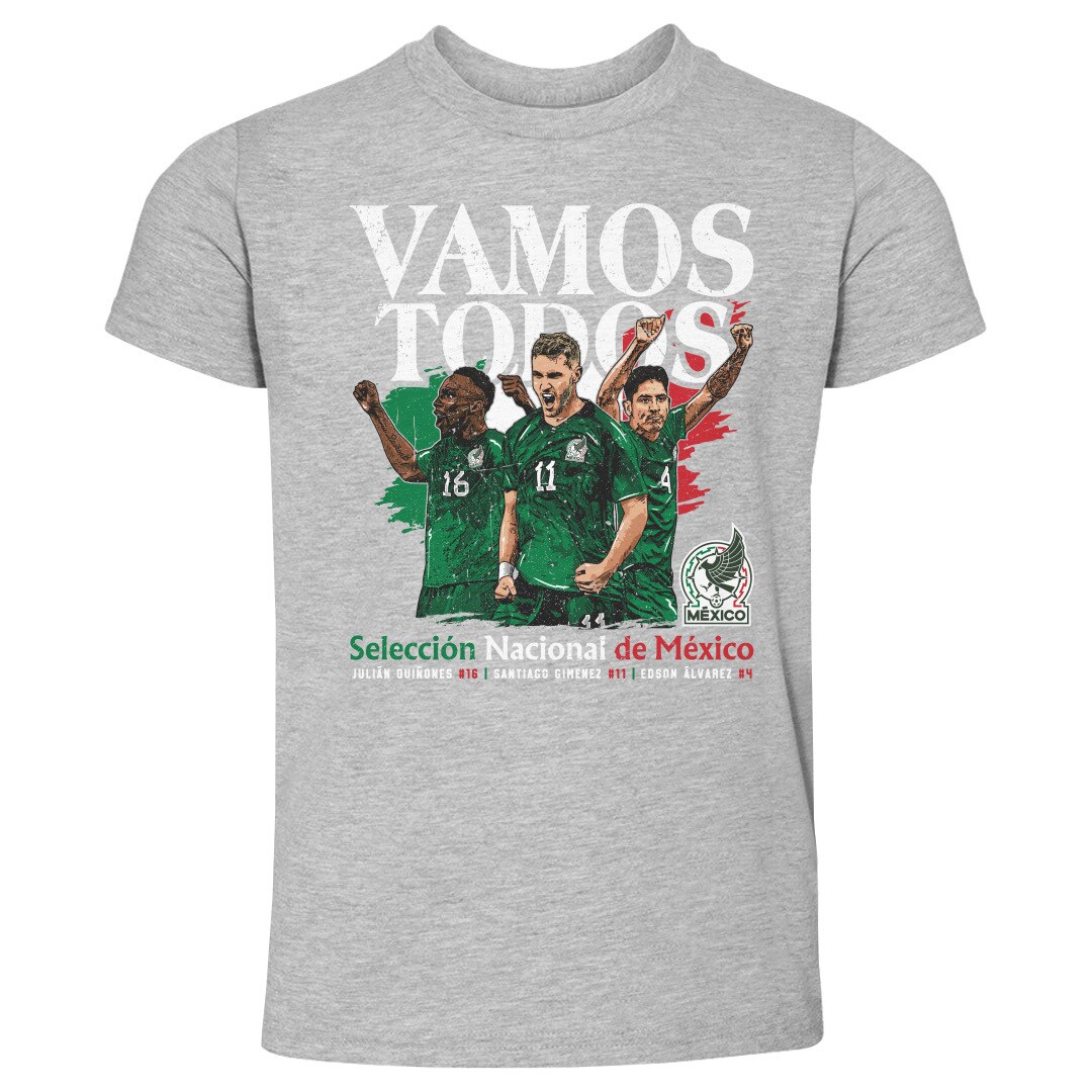 Explore mexico national team 500 level toddler vamos todos julián quiñones santiago giménez amp edson Álvarez t-shirt – heather gray – Germany Football Jerseys & T-Shirts Collection