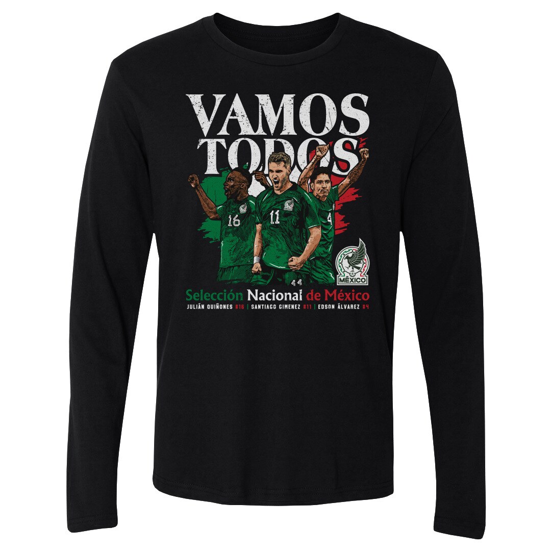 Explore mexico national team 500 level vamos todos julián quiñones santiago giménez amp edson Álvarez long sleeve t-shirt – black – Germany Football Jerseys & T-Shirts Collection