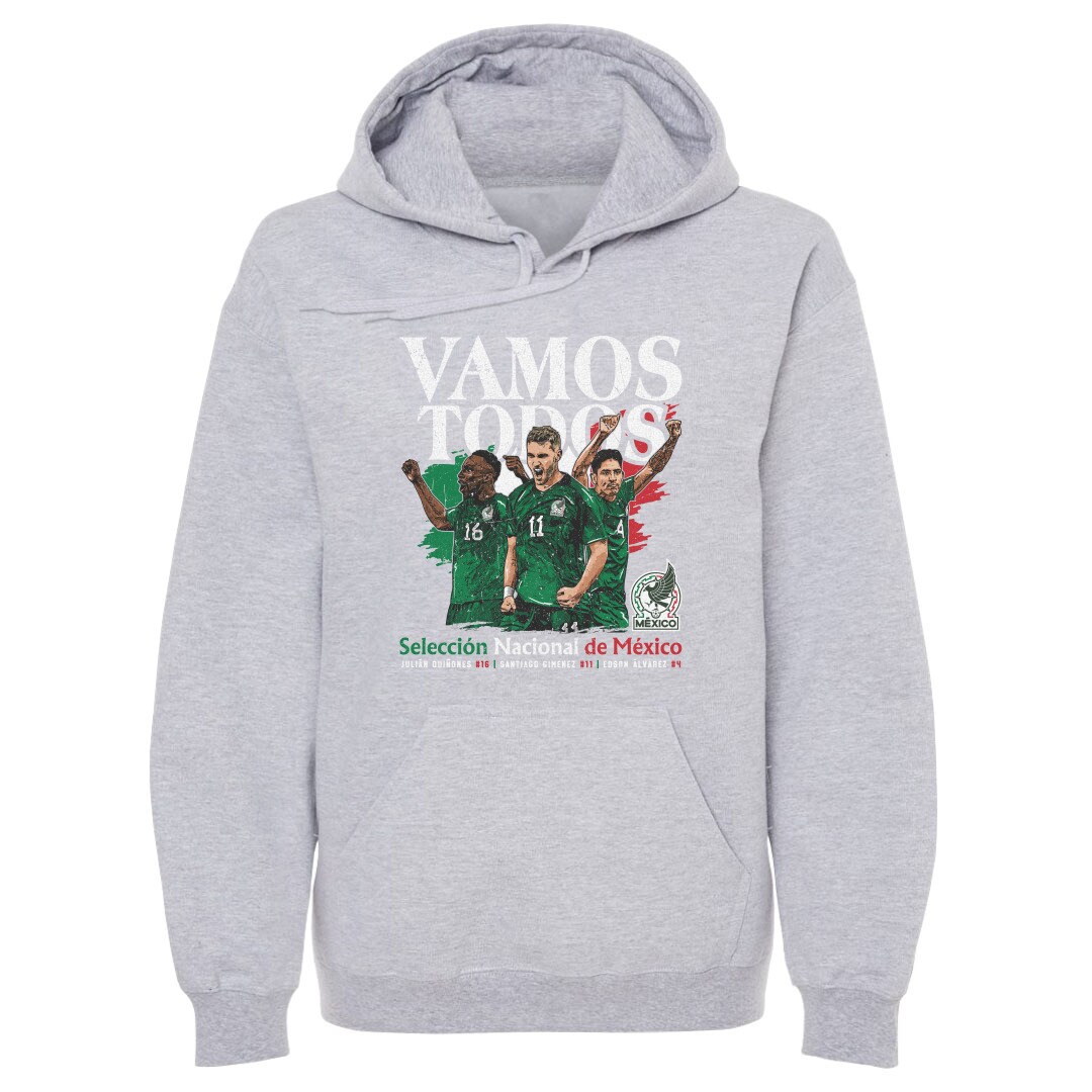 Explore mexico national team 500 level vamos todos julián quiñones santiago giménez amp edson Álvarez pullover hoodie – gray – Germany Football Jerseys & T-Shirts Collection