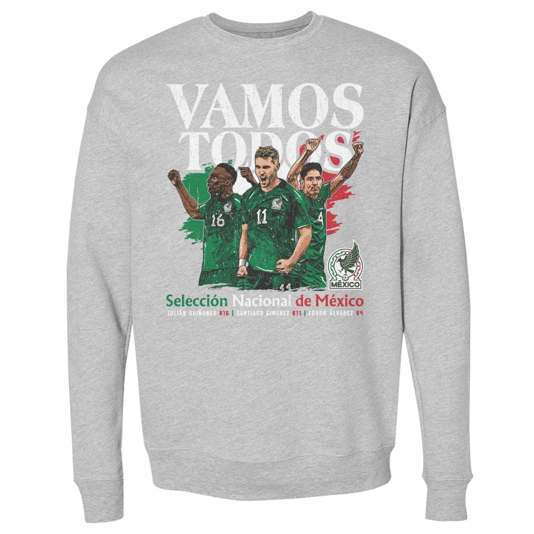 Explore mexico national team 500 level vamos todos julián quiñones santiago giménez amp edson Álvarez pullover sweatshirt – heather gray – Germany Football Jerseys & T-Shirts Collection