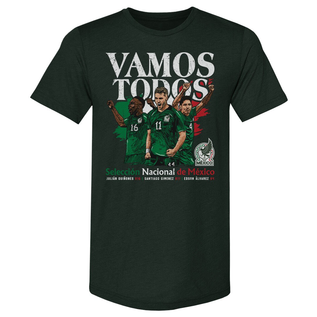 Explore mexico national team 500 level vamos todos julián quiñones santiago giménez amp edson Álvarez t-shirt – forest green – Germany Football Jerseys & T-Shirts Collection