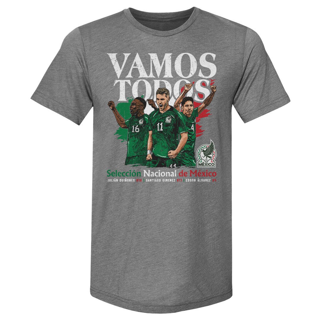 Explore mexico national team 500 level vamos todos julián quiñones santiago giménez amp edson Álvarez t-shirt – gray – Germany Football Jerseys & T-Shirts Collection