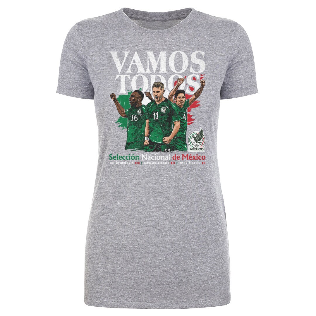 Explore mexico national team 500 level women8217s vamos todos julián quiñones santiago giménez amp edson Álvarez t-shirt – heather gray – Germany Football Jerseys & T-Shirts Collection